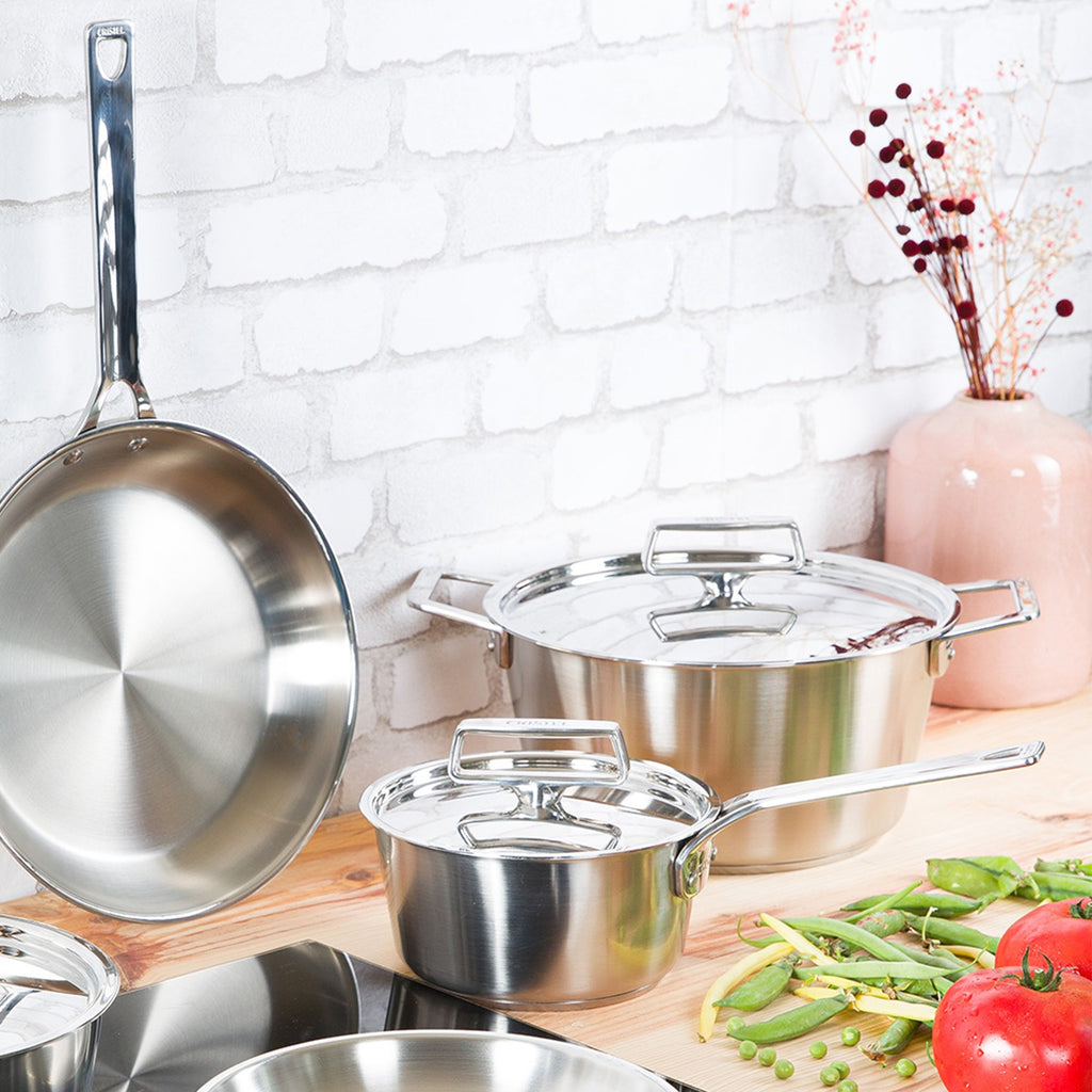 Faitout en inox brossé avec couvercle plat - 1826 fixe, Cocottes, faitouts - 2