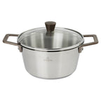 Faitout en inox brossé anses cuivrées avec couvercle - Bicentenaire fixe, Cocottes, faitouts - 1