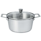 Faitout en inox brossé avec couvercle en verre - 1826 fixe, Cocottes, faitouts - 1
