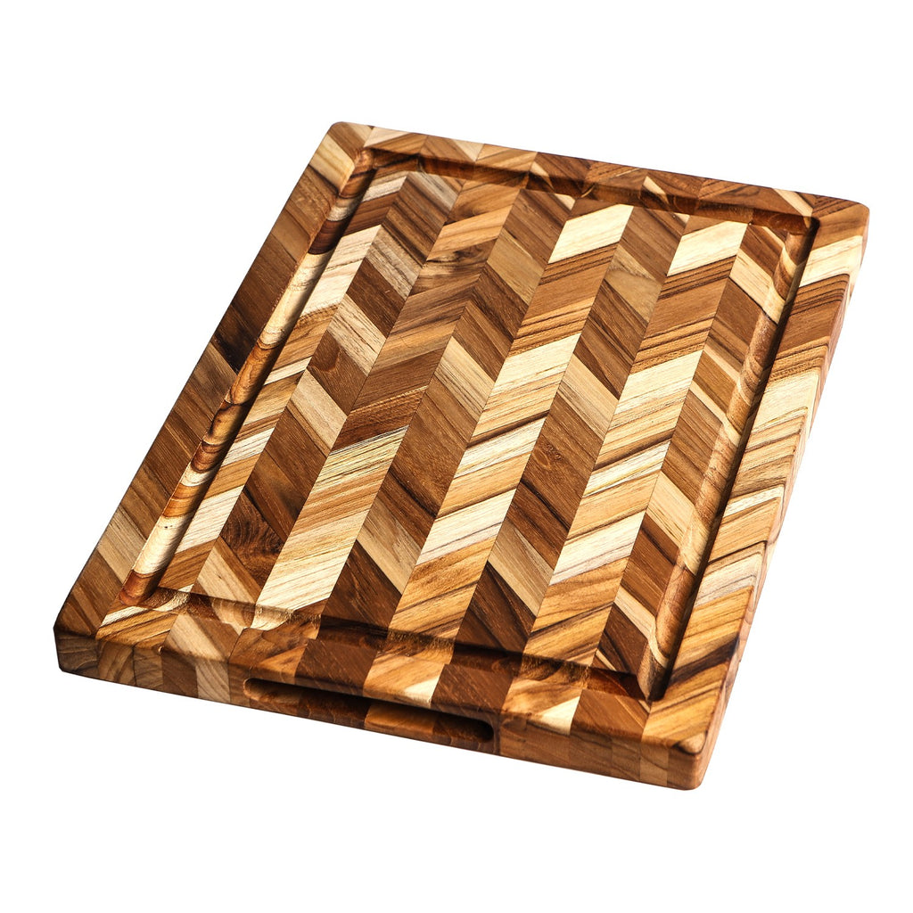 Planche à découper en teck motif chevron - Herring - TEAKHAUS, Planches à découper - 1
