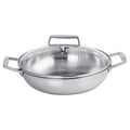Plat sautoir en inox à 2 anses avec couvercle en verre - Castel'Pro® fixe, Poêles - 1