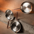 Poêle en inox brossé poignée cuivrée - Bicentenaire fixe, Poêles - 2