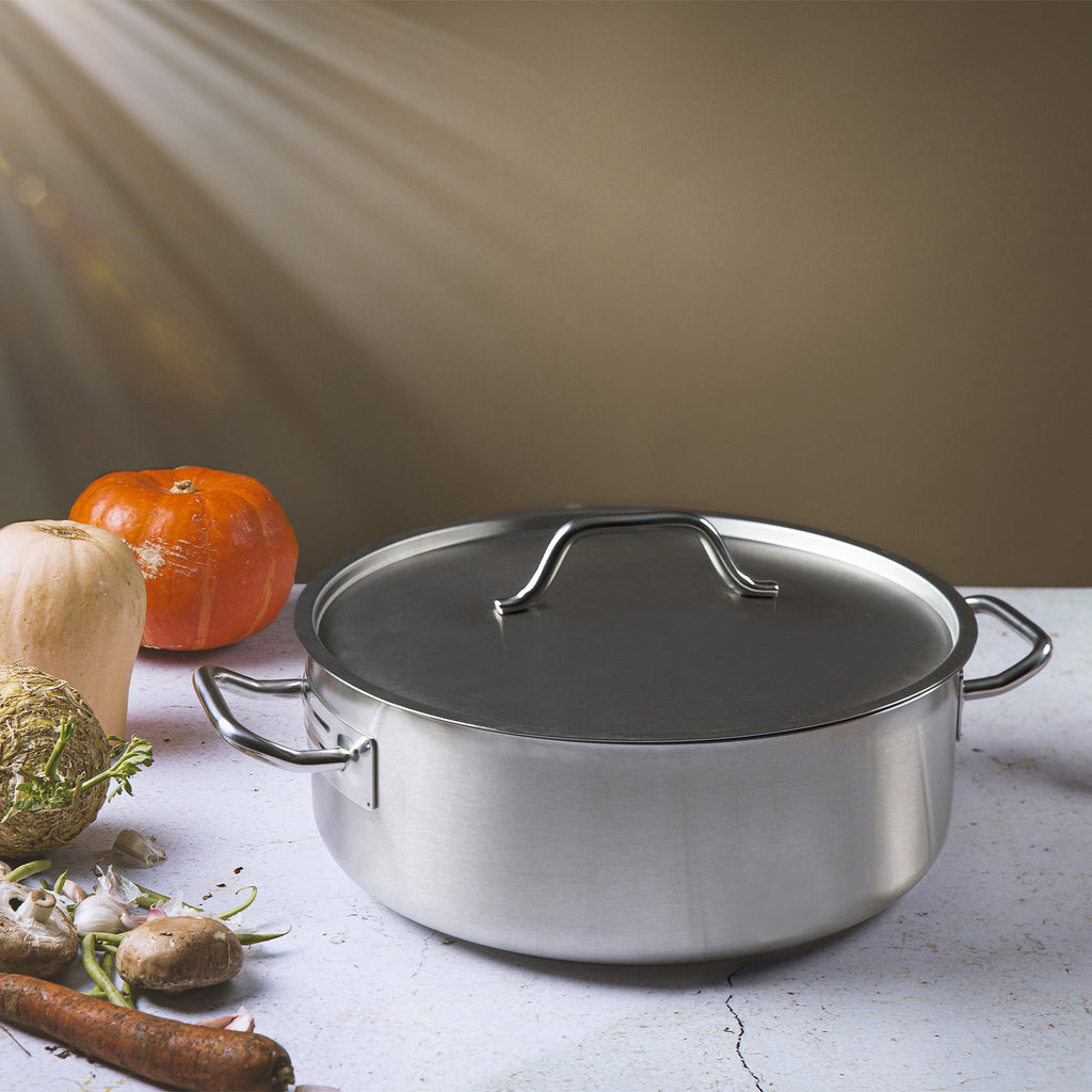 Rondeau en inox brossé avec couvercle - grand volume - Compléments fixe, Marmites - 2