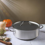 Rondeau en inox brossé avec couvercle - grand volume - Compléments fixe, Marmites - 2