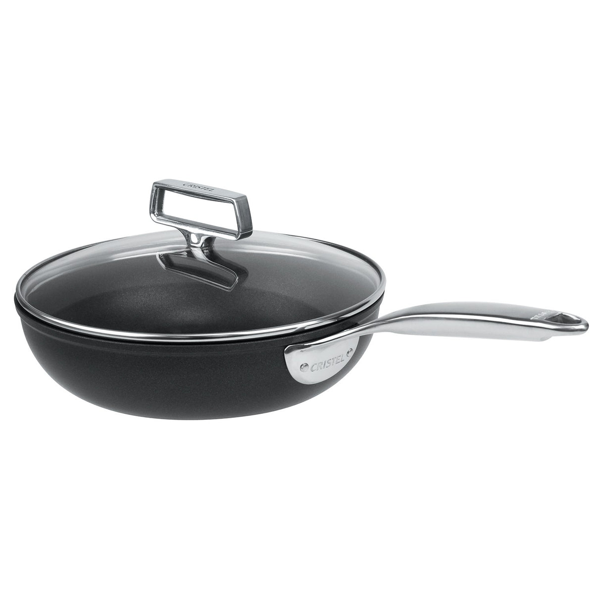 Sauteuse antiadhésive en aluminium poignée inox + couvercle - Castel'Pro® fixe, Sauteuses - 1