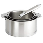 Set de 3 casseroles inox brossé + 1 poignée amovible Zénith - Strate amovible, Casseroles - 1