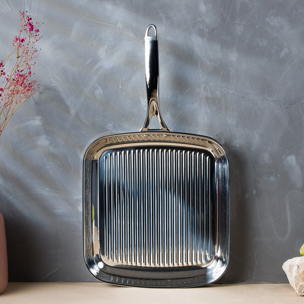 Gril carré inox 30 cm - Castel'Pro® fixe, Poêles - 2
